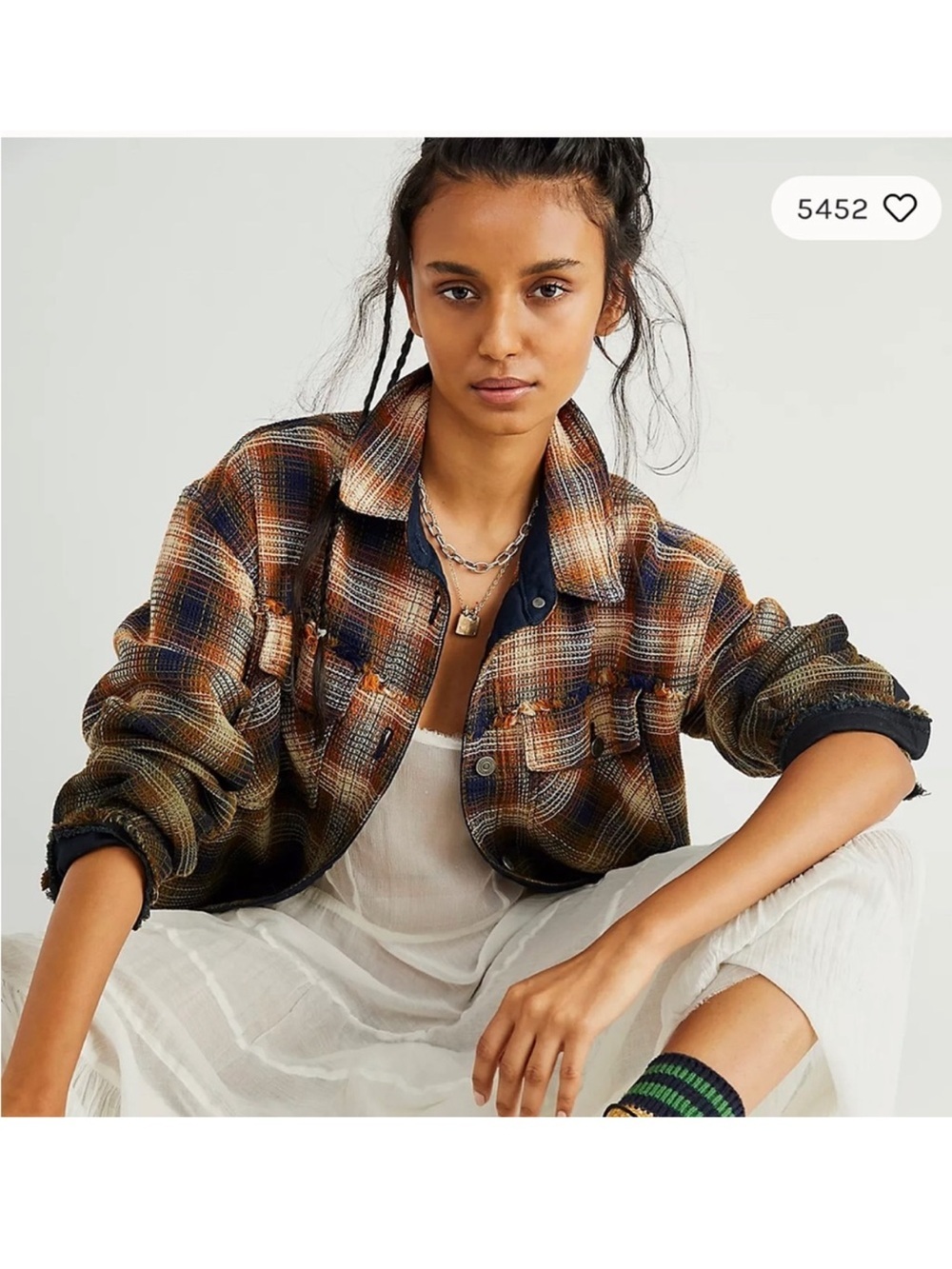We The Free People Anneli Plaid Shirt Jacket Tobacco Size Small Shacket